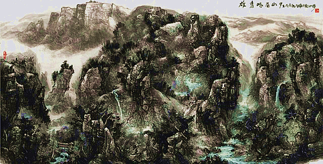 冉启雍国画作品：雄秀峨眉山