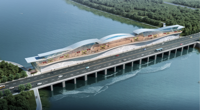 都江堰市城区河段二号拦河闸工程效果图.png