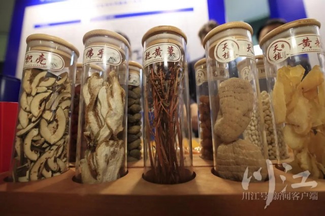 泸州市医药健康产业高质量发展投资推介会会场外展示的产品.webp.jpg